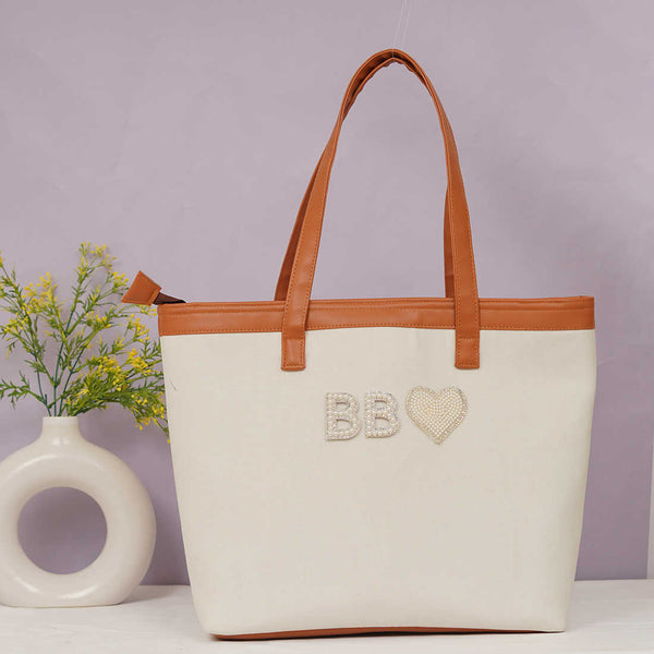 Pearl Alphabets Personalised Handbag - Uncommongifts.in